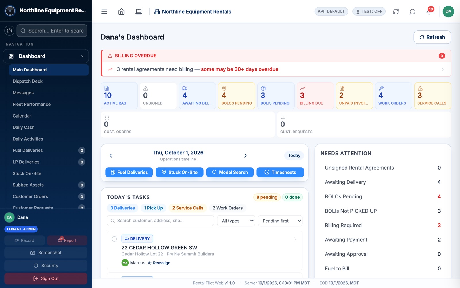 The Rental Pilot dashboard.